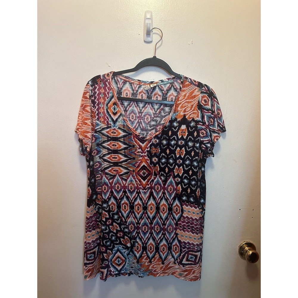 Artisan NY Shirt Women Size 1X Multicolor Top Geometric Abstract